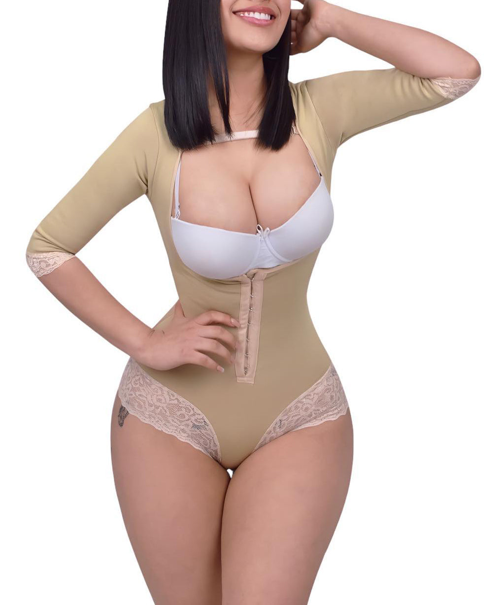 Hook And Eye Closure Mid-sleeve Triangle Shapewear