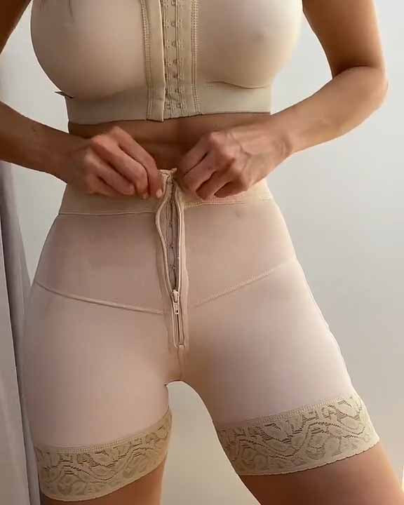 Pantalones cortos Peahcy con realce de glúteos y cremallera de compresión firme con ganchos internos