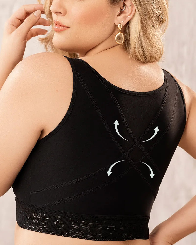Sujetador push up de copa completa con cierre frontal con gancho y soporte para la espalda para mujer