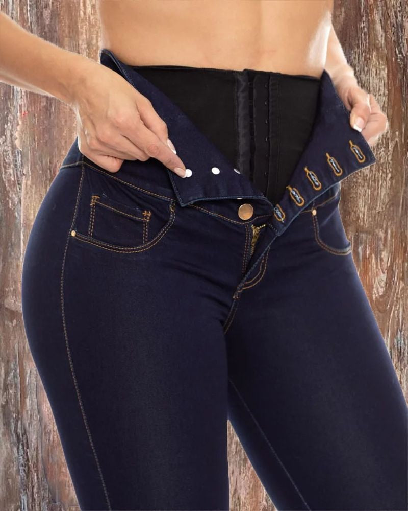 Colombian Butt Lift High Waist Jeans With Internal Girdle Ref 707977