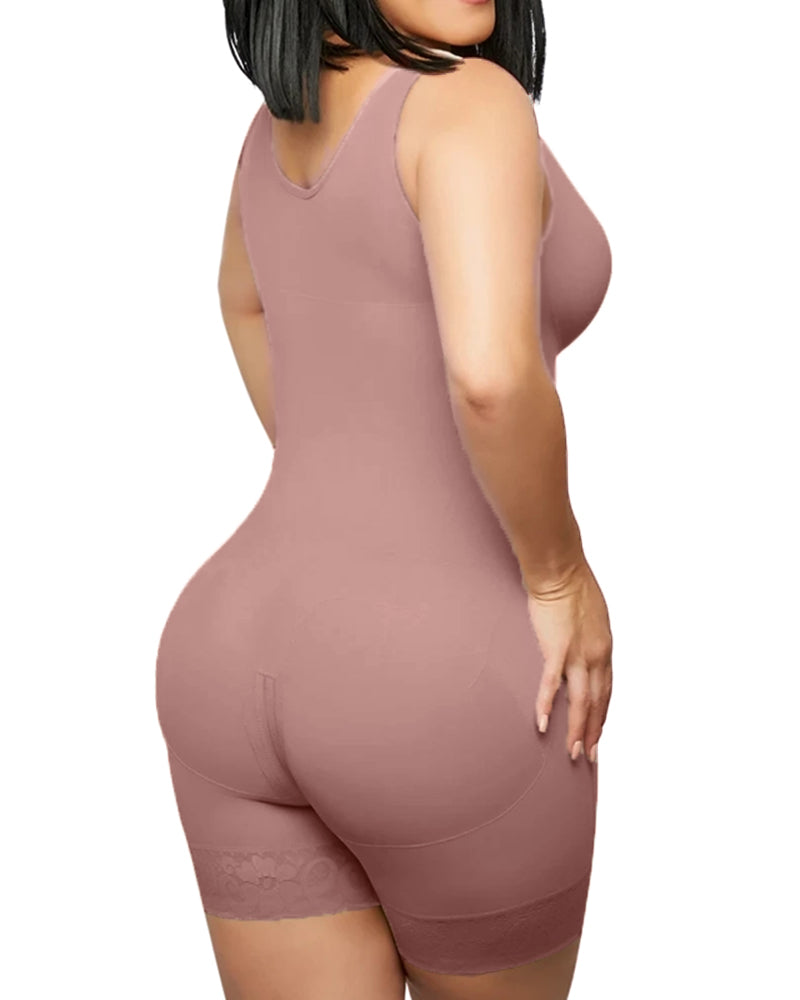 Fitness-Bodysuit mit Kompressions-Kontrolle und Bauchkontrolle und Knöpfen
