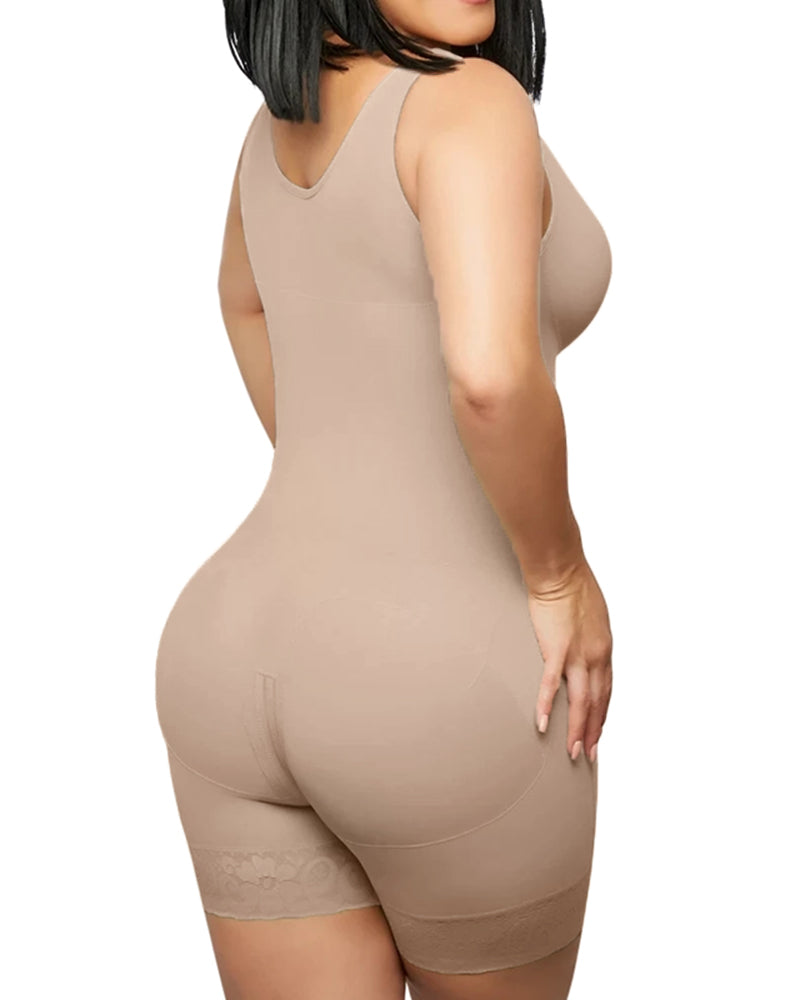 Fitness-Bodysuit mit Kompressions-Kontrolle und Bauchkontrolle und Knöpfen