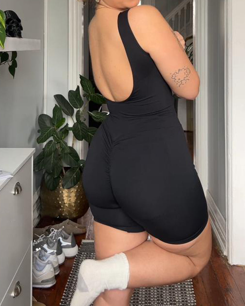 Mono de yoga elástico con espalda baja y sin costuras