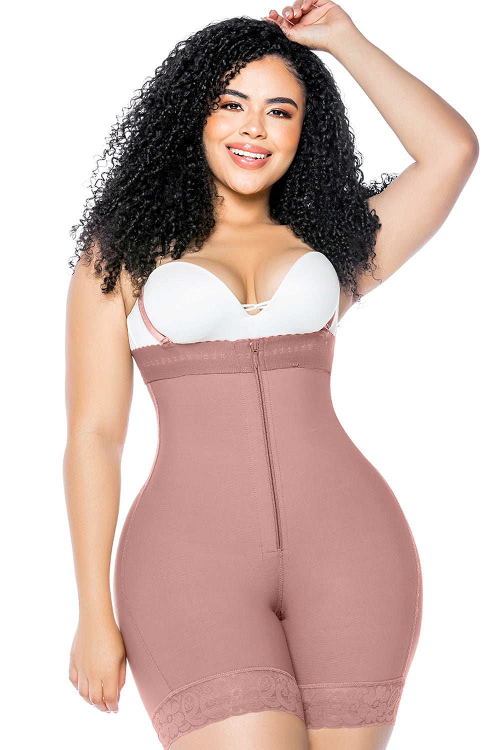 Butt Lifter Bauch Kontrolle Höschen Schritt mit Reißverschluss Spitze Shapewear 
