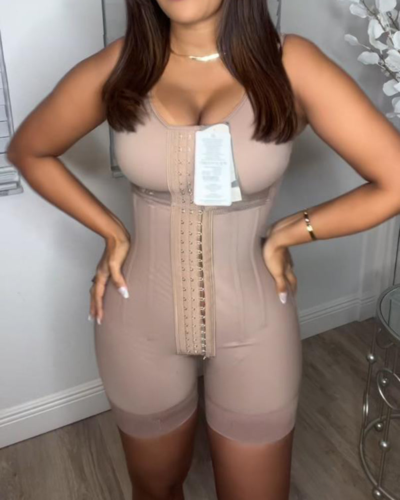 Cross Back Support Mid Length With Snap Button Shapewear