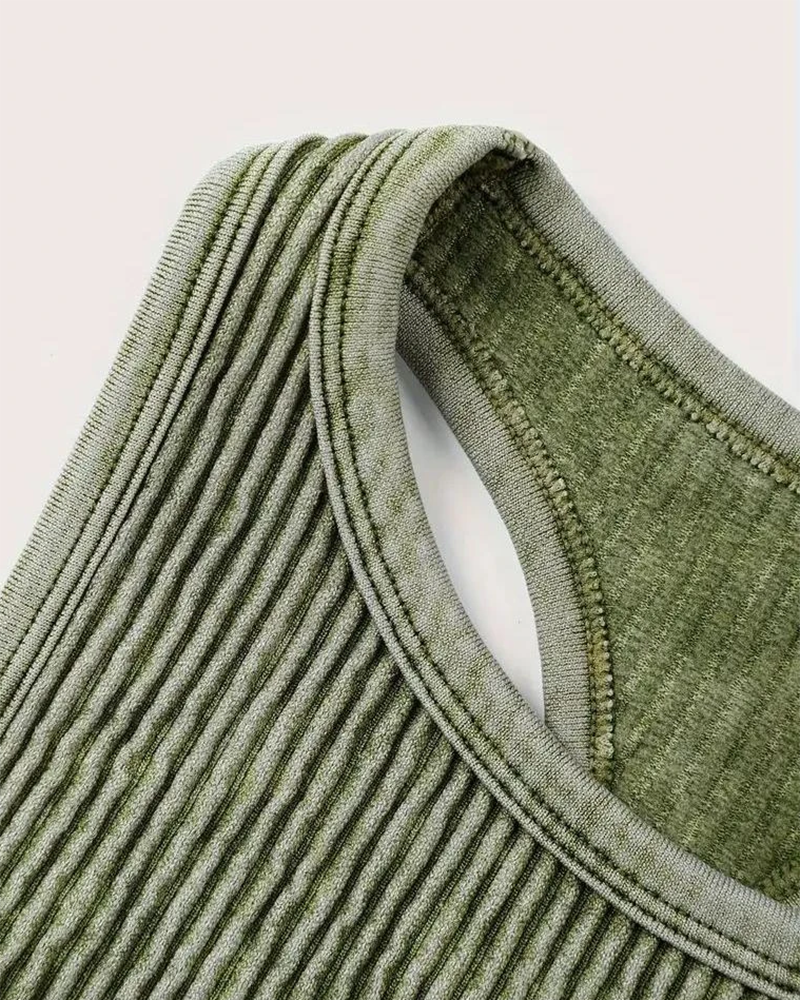 Mineral Wash High Neck Ribbed Tank