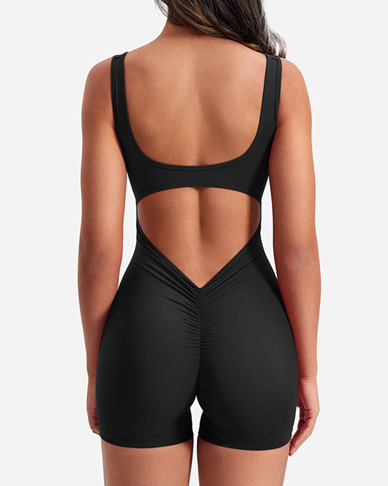 Rückenfreier Slim Fit Po Lifting Yoga-Overall 