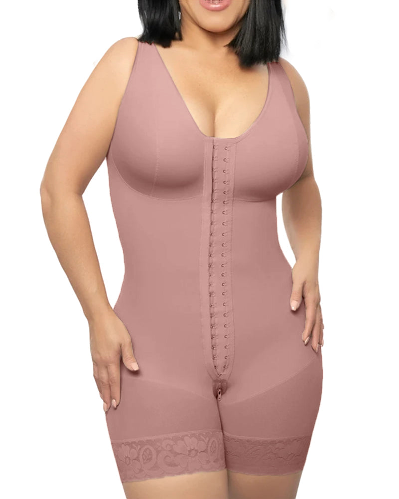 Fitness-Bodysuit mit Kompressions-Kontrolle und Bauchkontrolle und Knöpfen