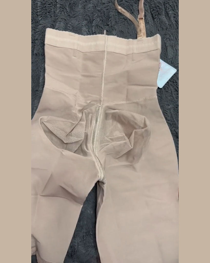 Tummy Control Shaper Shorts Knee Length Internal Hooks Zipper