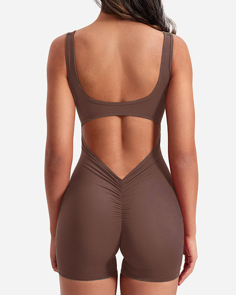 Rückenfreier Slim Fit Po Lifting Yoga-Overall 