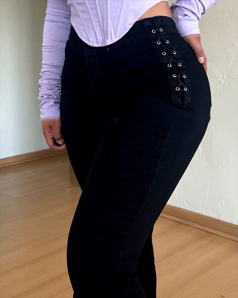 Damenmode-Design Geflochtene Röhrenjeans