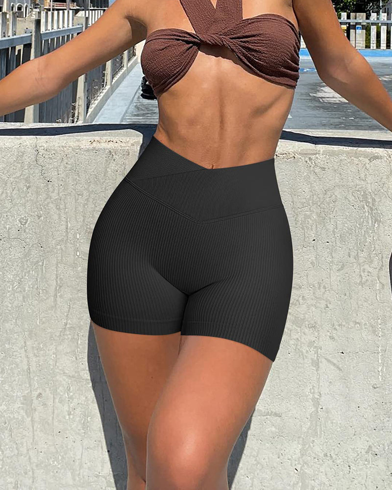Leggings deportivos de cintura alta con canalé y corte ajustado 